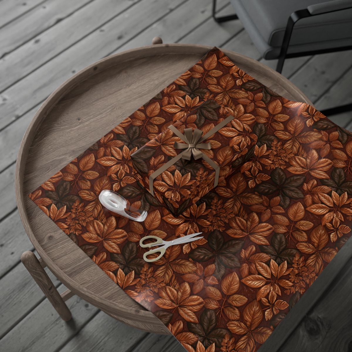 Copper Foil Leaves Wrapping Paper