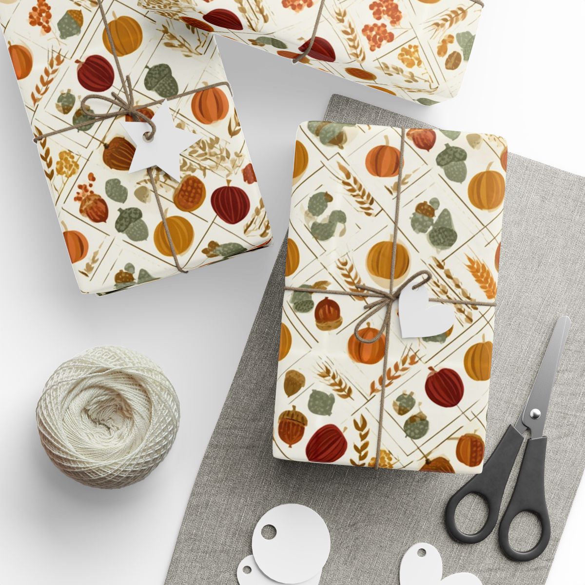 Fall Harvest Wrapping Paper — Autumn Botanical Pattern (Design 14)