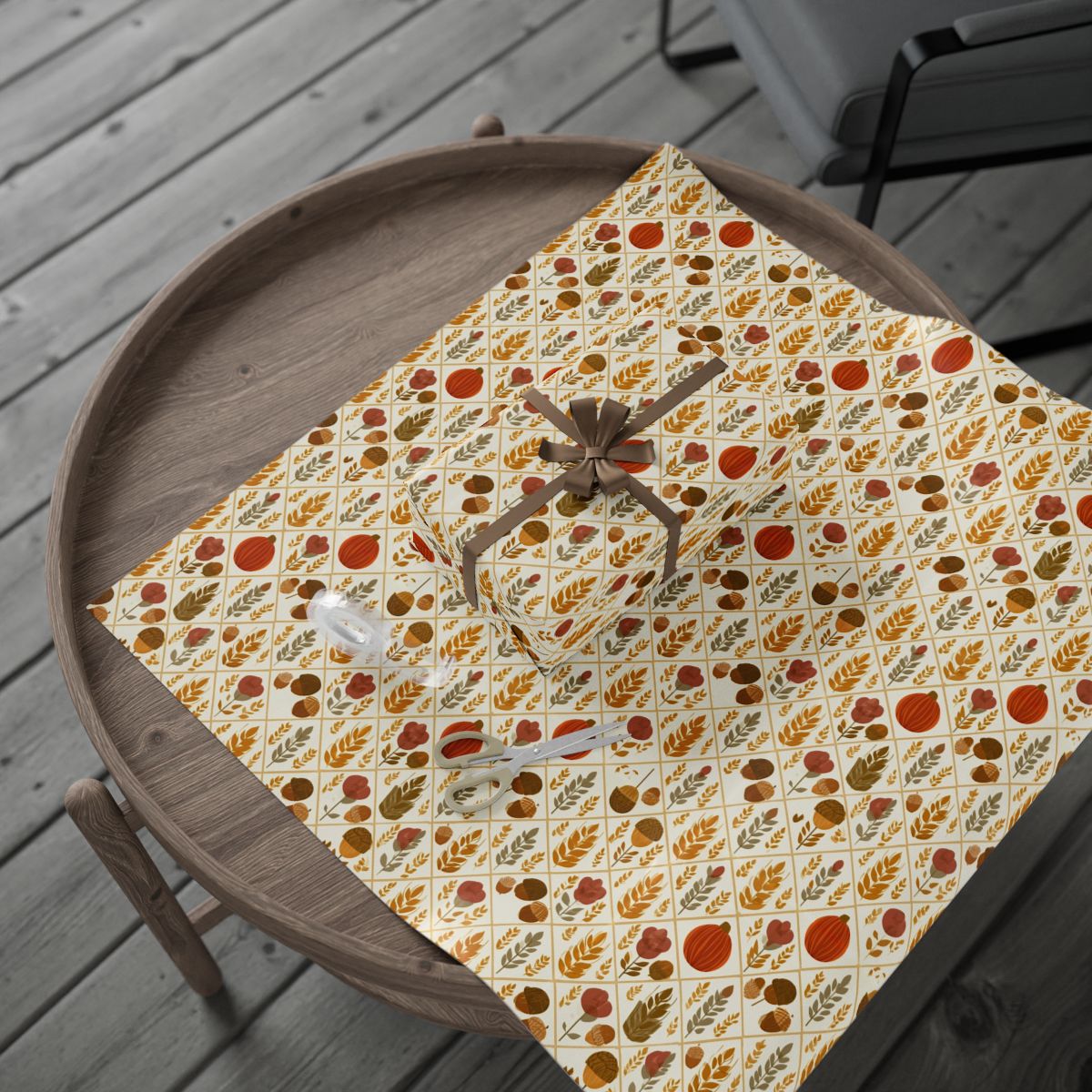 Fall Harvest Wrapping Paper — Autumn Botanical Pattern (Design 16)