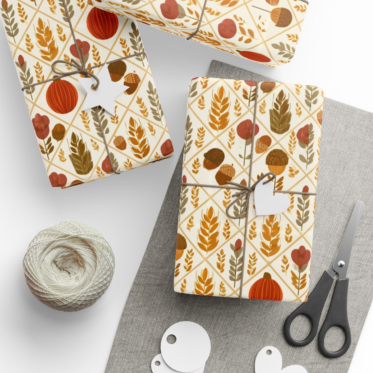 Fall Harvest Wrapping Paper — Autumn Botanical Pattern (Design 16)