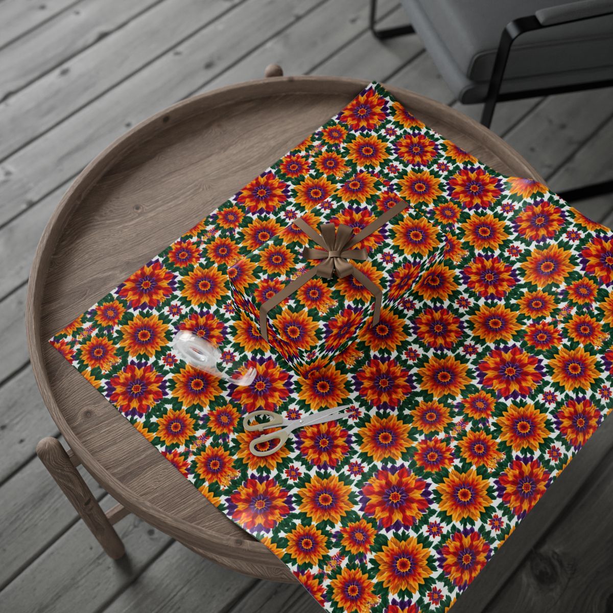 Floral Kaleidoscope Wrapping Paper