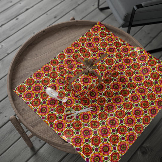 Floral Mandala Grid Wrapping Paper