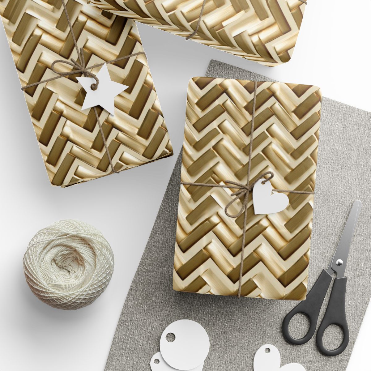 Gold Herringbone Weave Wrapping Paper
