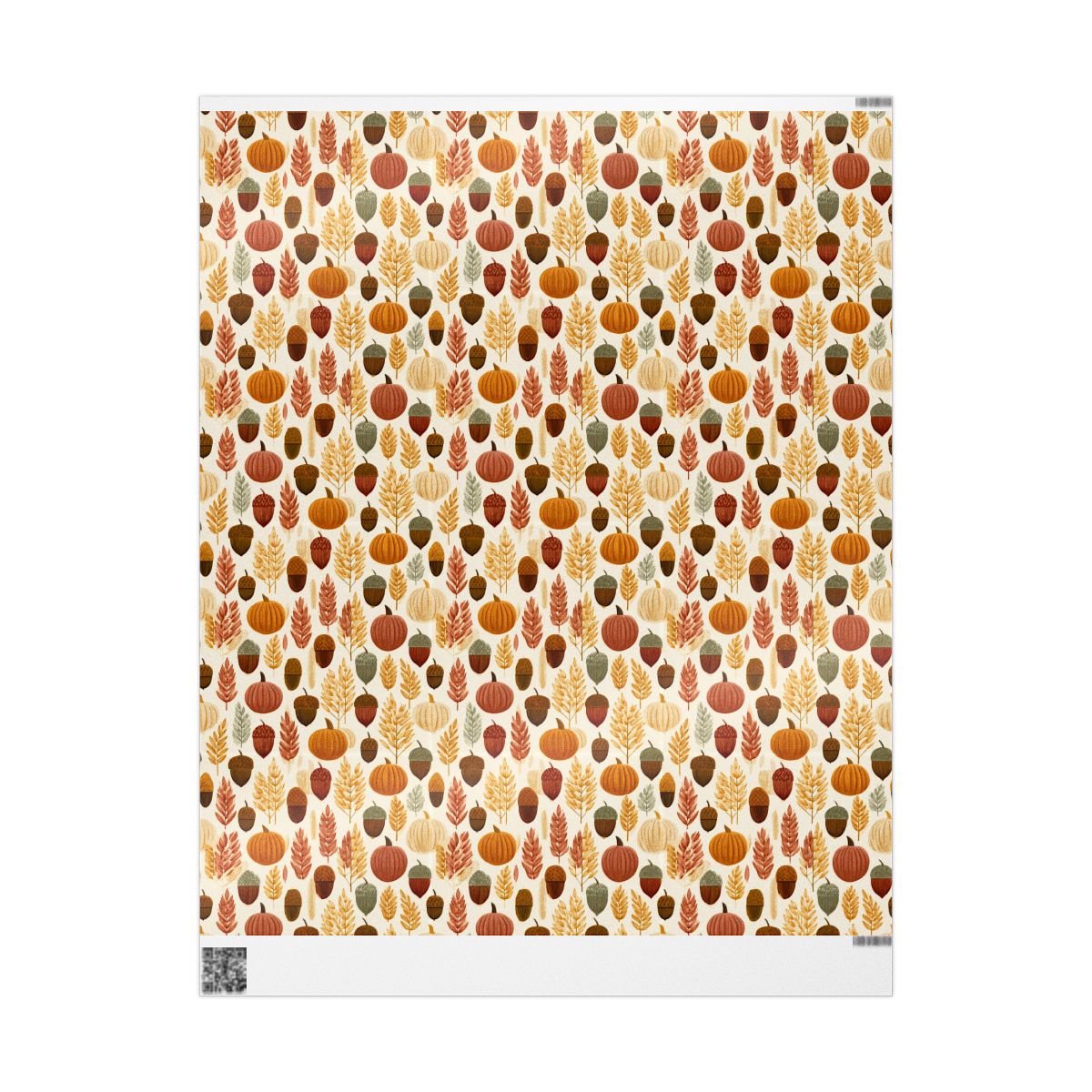 Harvest Grid Wrapping Paper | Mid-Century Modern Wheat & Gourd Pattern | All-Season Gift Wrap