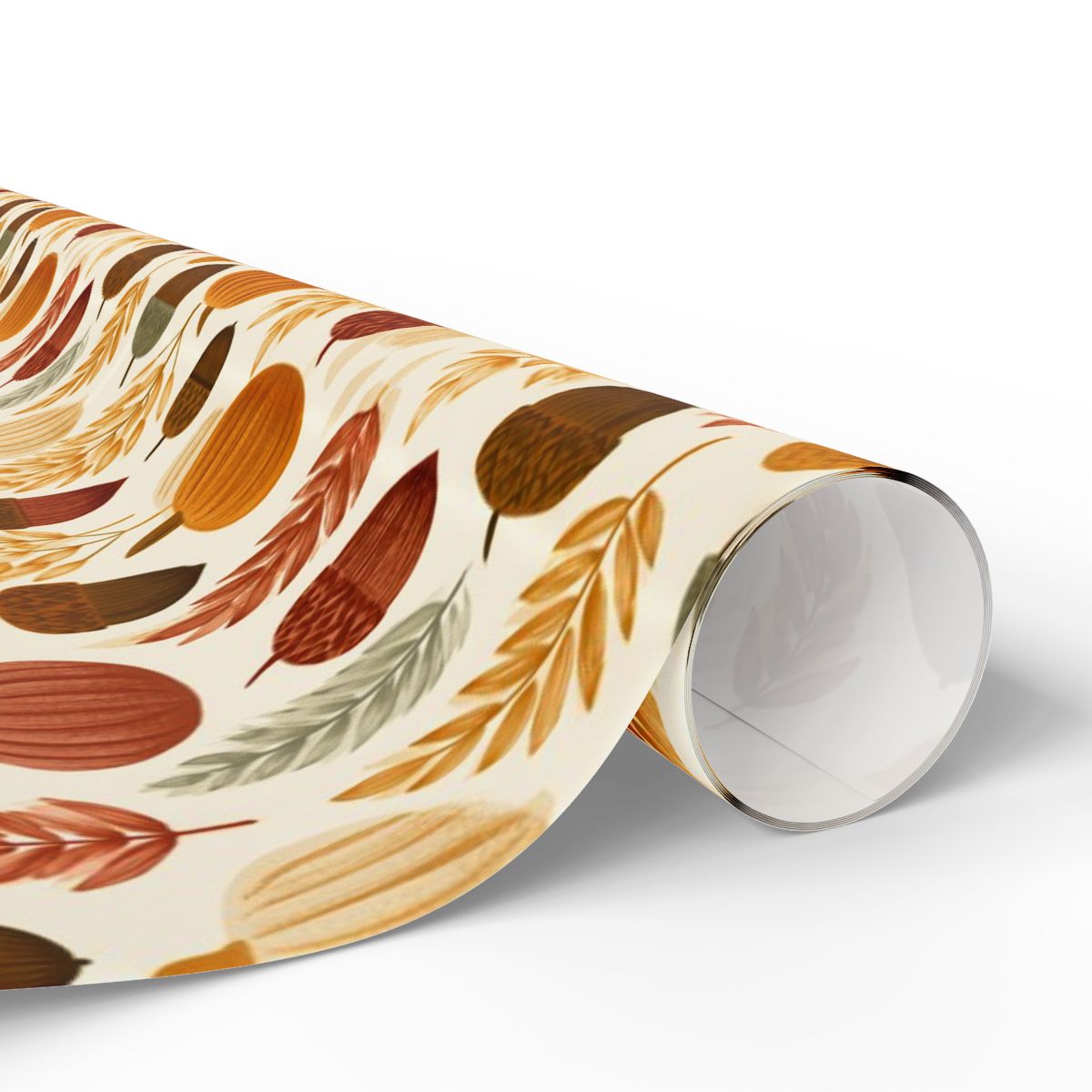 Harvest Grid Wrapping Paper | Mid-Century Modern Wheat & Gourd Pattern | All-Season Gift Wrap