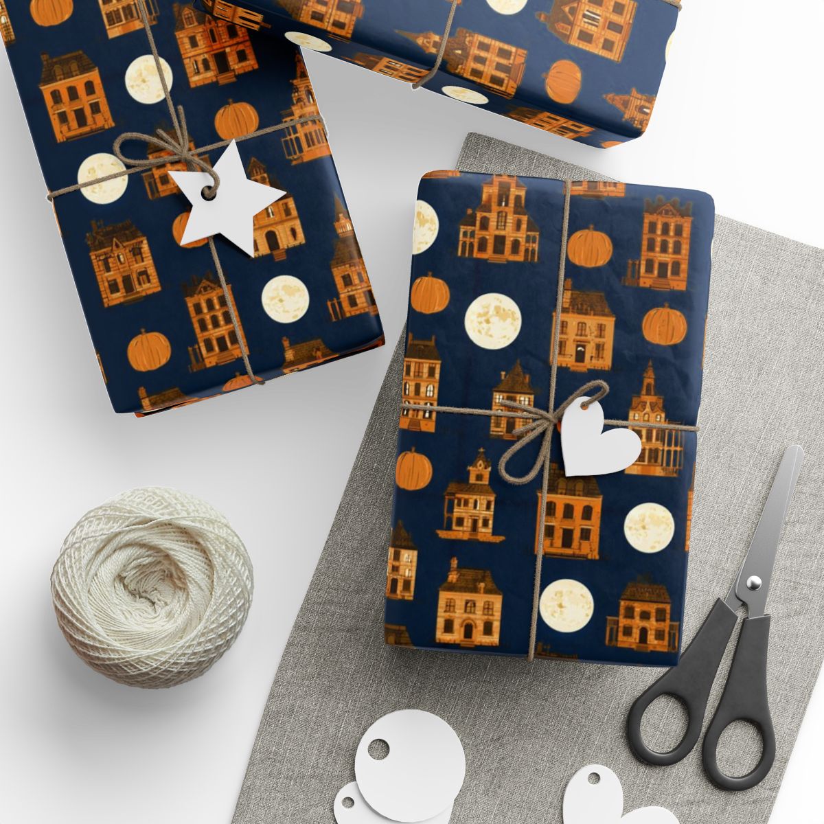 Haunted Houses & Moons Wrapping Paper