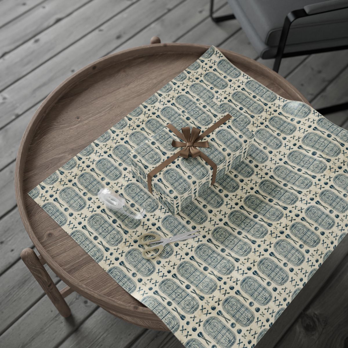 Hockey Rink Blueprint Wrapping Paper