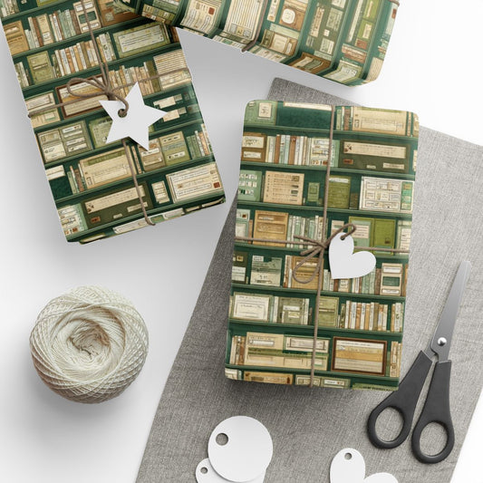 Library & Books Pattern Wrapping Paper — Collection No. 003