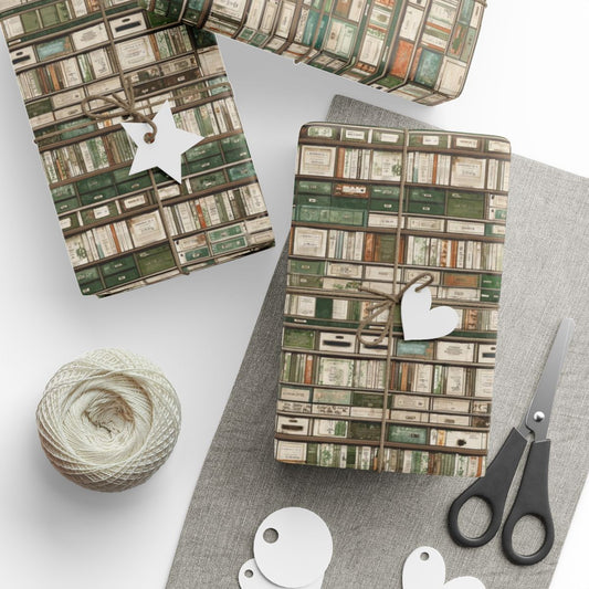 Library & Books Pattern Wrapping Paper — Collection No. 004