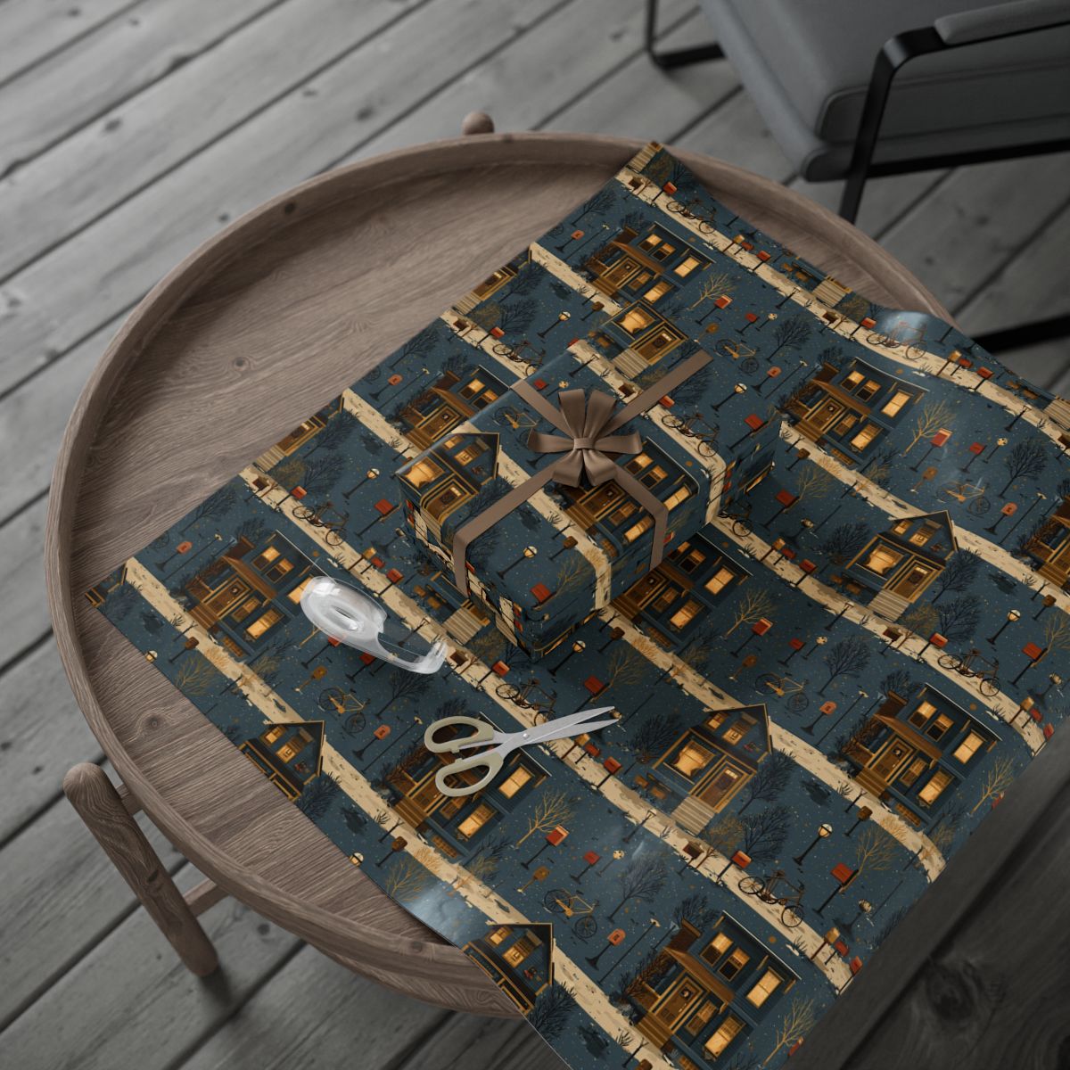 Neighborhood Map Pattern Wrapping Paper — District No. 001