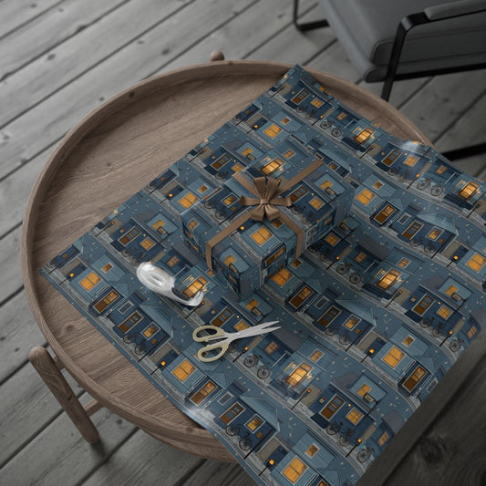 Neighborhood Map Pattern Wrapping Paper — District No. 004