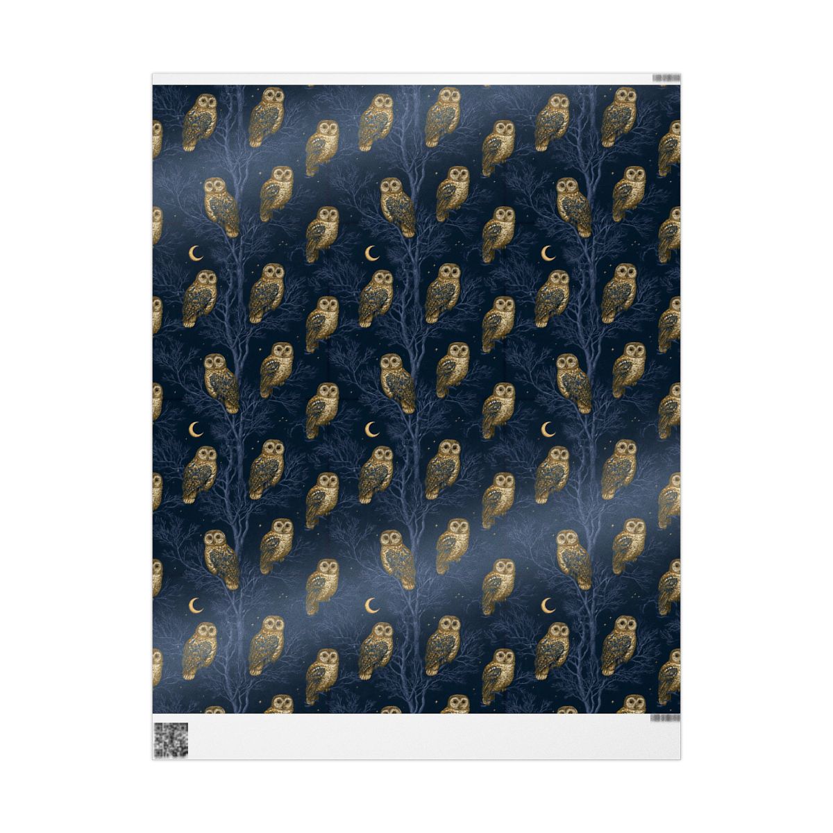 Owl & Crescent Moon Wrapping Paper