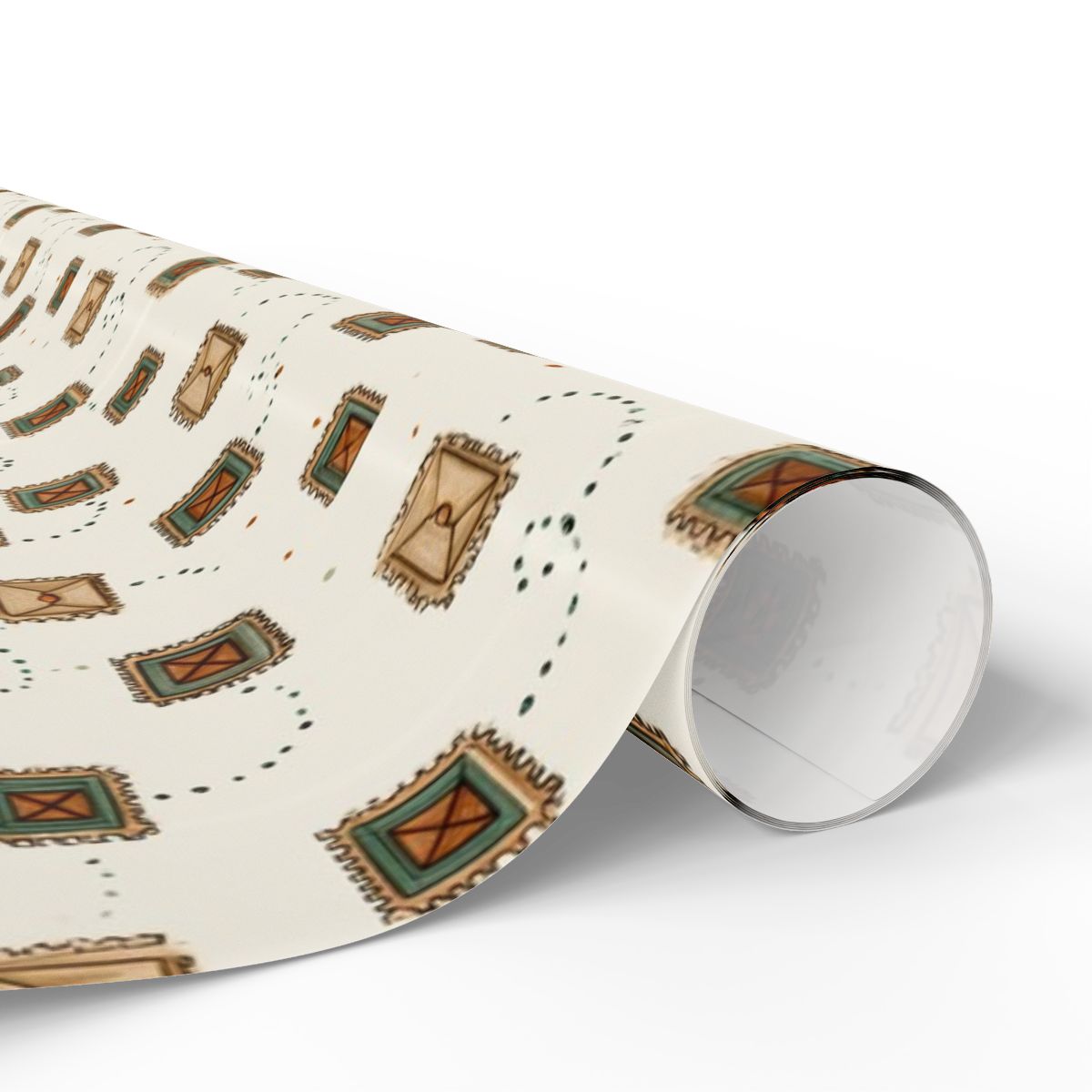 Postal System Wrapping Paper | Vintage Envelope & Postmark Pattern | All-Season Gift Wrap