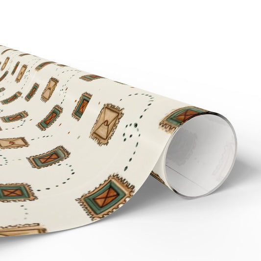 Postal System Wrapping Paper | Vintage Envelope & Postmark Pattern | All-Season Gift Wrap