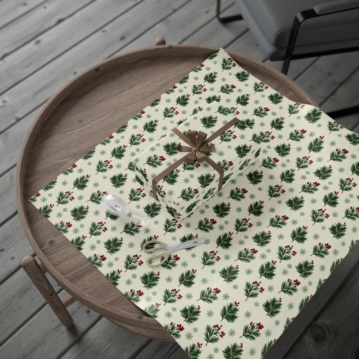 Quiet Pine & Holly Wrapping Paper No. 1