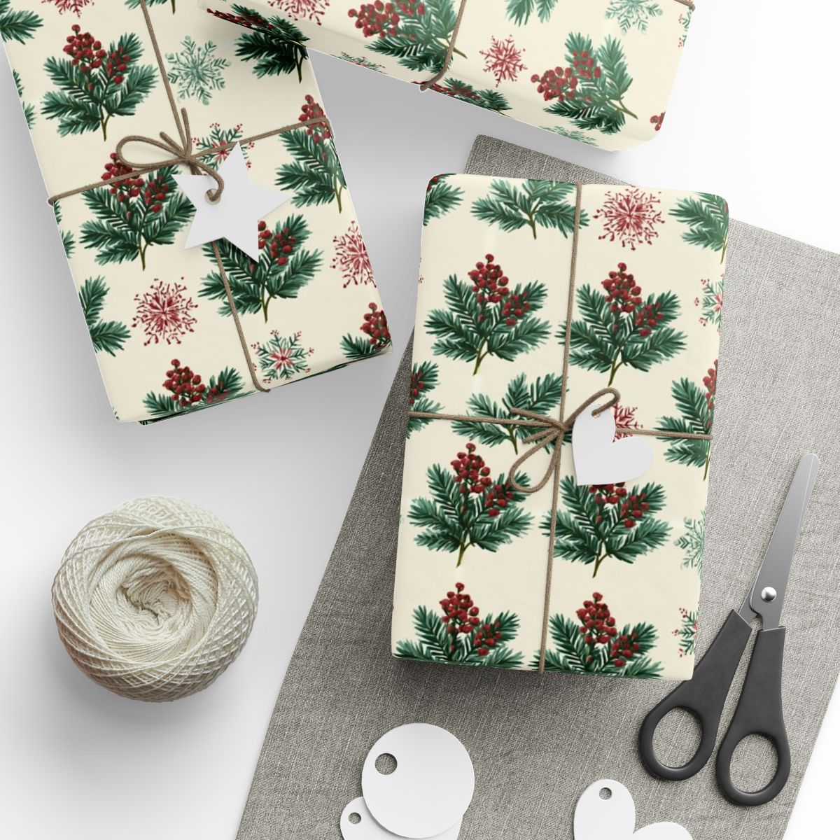Quiet Pine & Holly Wrapping Paper No. 3