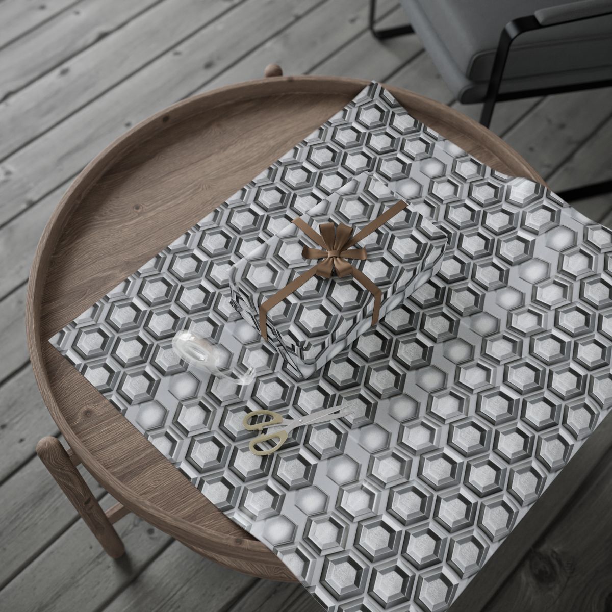 Silver Hexagon Honeycomb Wrapping Paper