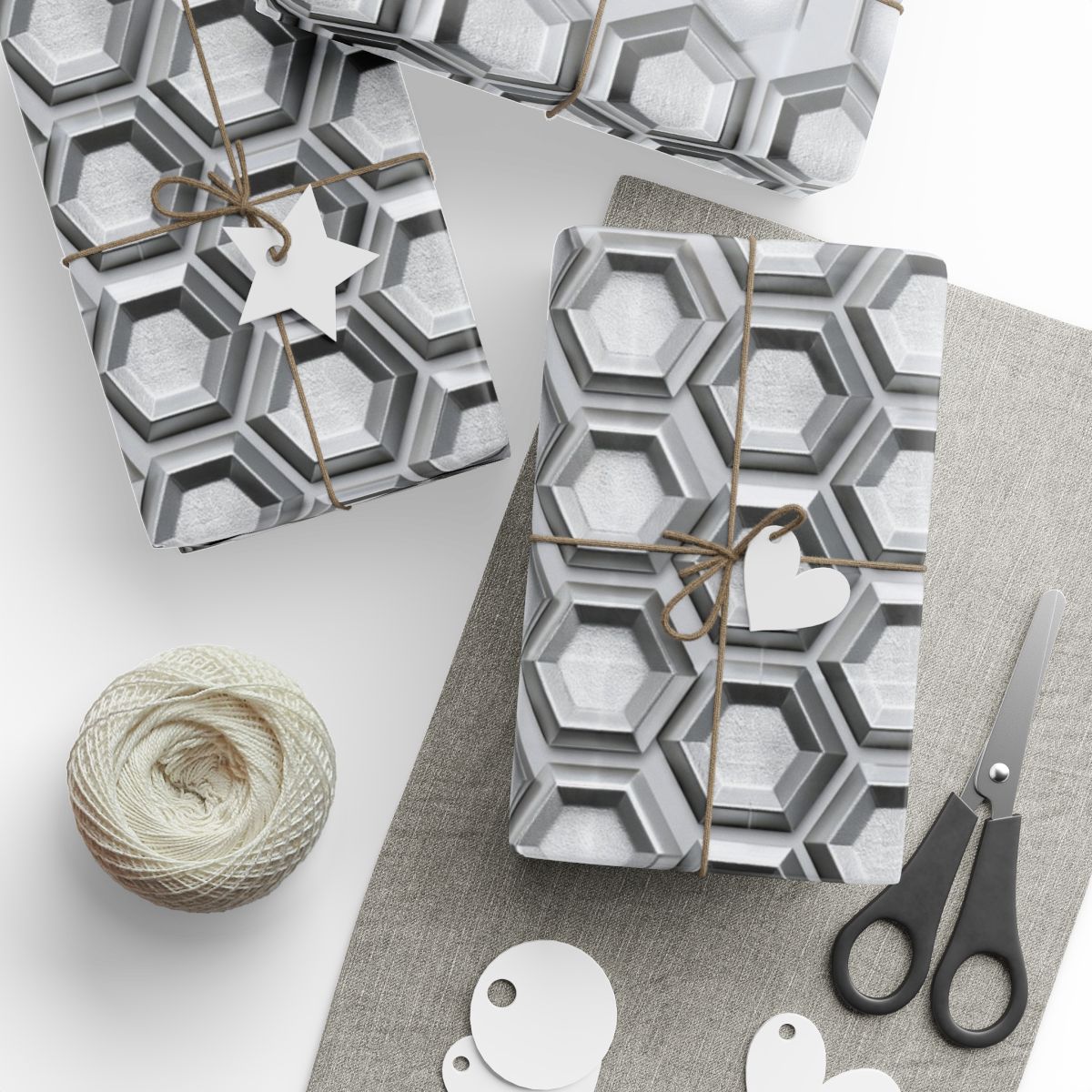 Silver Hexagon Honeycomb Wrapping Paper