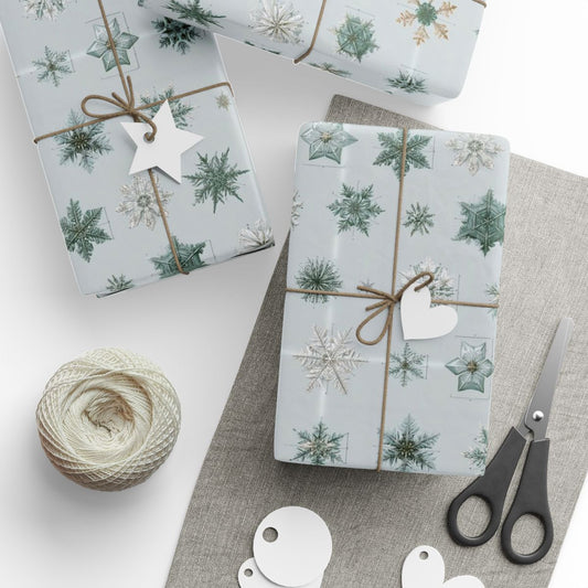 Snowflake Taxonomy Wrapping Paper | Scientific Snowflake Pattern | Winter Gift Wrap