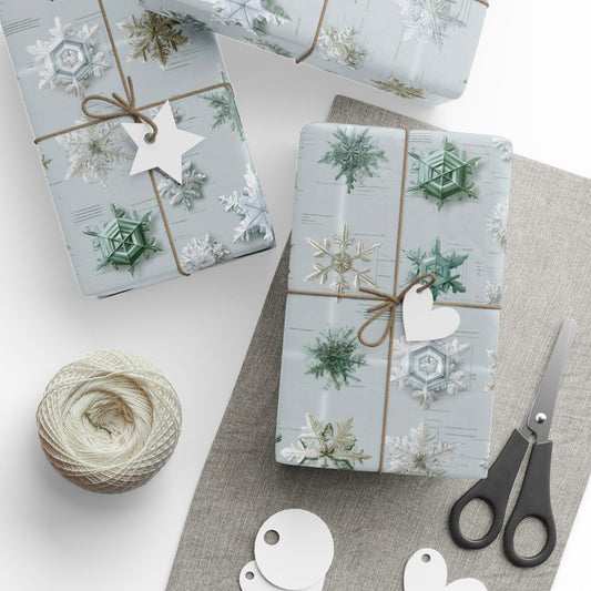 Snowflake Taxonomy Wrapping Paper | Scientific Snowflake Pattern | Winter Gift Wrap