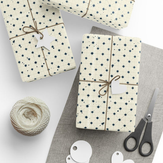 Star Grid Wrapping Paper | Minimalist Five-Pointed Star Pattern | All-Season Gift Wrap