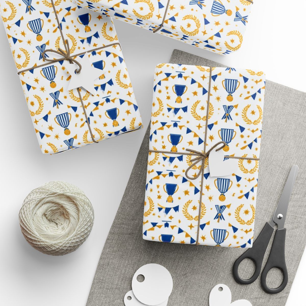 Summer Sports Wrapping Paper — Trophy & Award Pattern (Design 14)