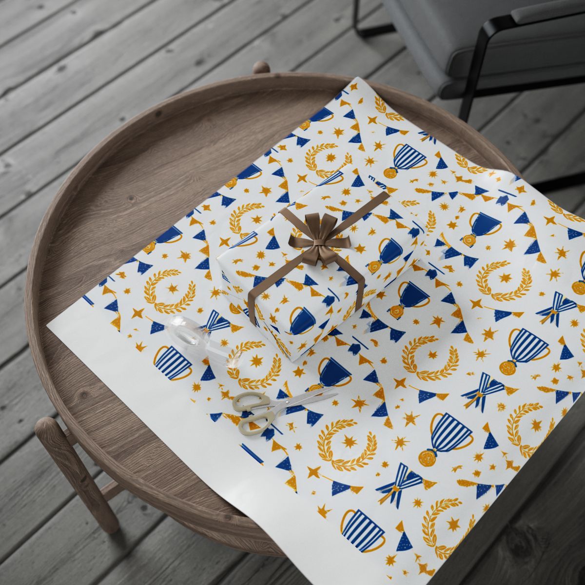 Summer Sports Wrapping Paper — Trophy & Award Pattern (Design 14)