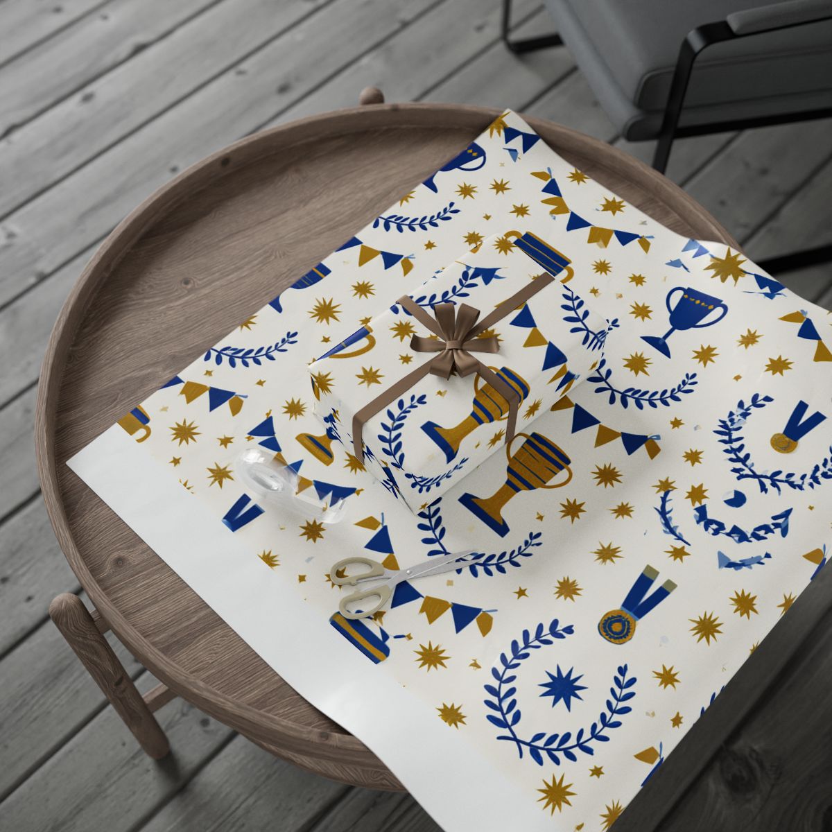 Summer Sports Wrapping Paper — Trophy & Award Pattern (Design 15)