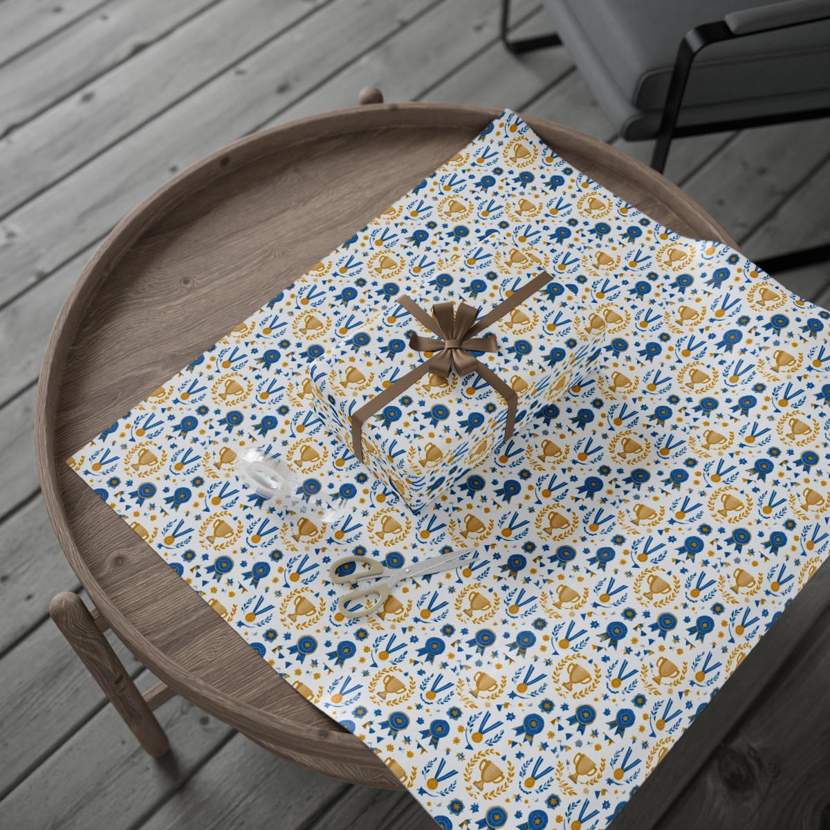 Summer Sports Wrapping Paper — Trophy & Award Pattern (Design 16)