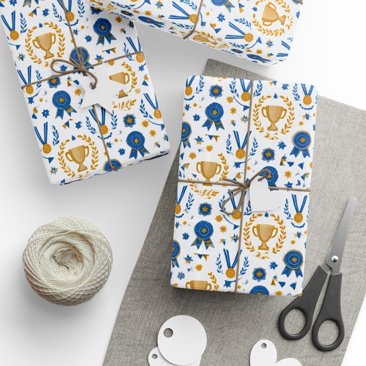 Summer Sports Wrapping Paper — Trophy & Award Pattern (Design 16)