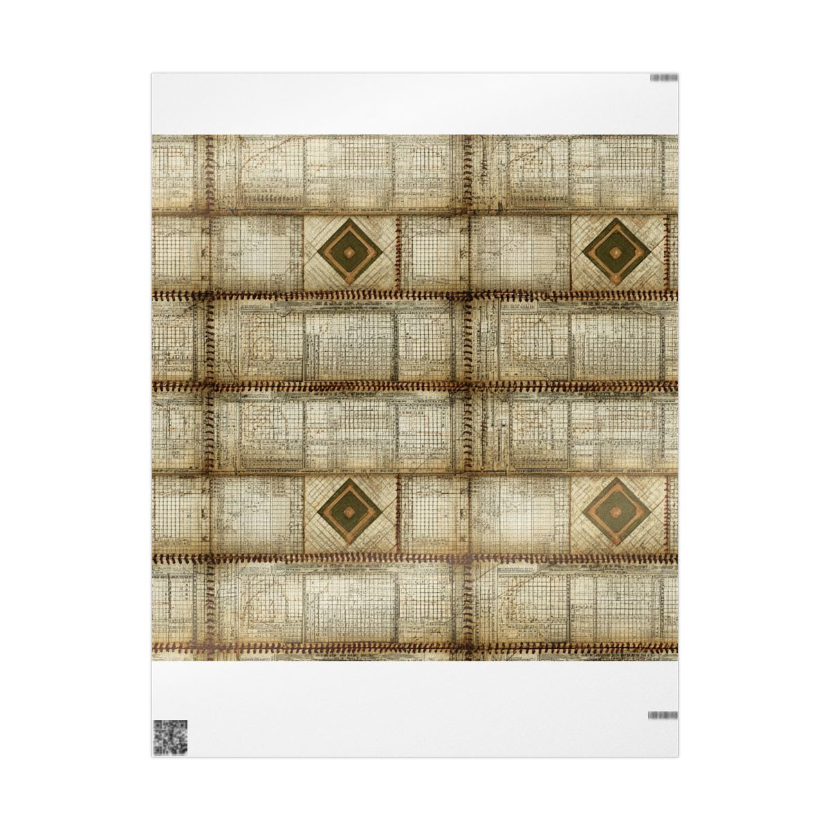 Summer Sports Wrapping Paper — Vintage Baseball Pattern (Design 10)