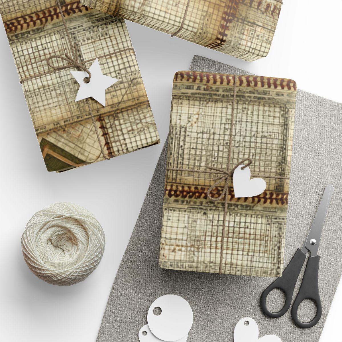 Summer Sports Wrapping Paper — Vintage Baseball Pattern (Design 10)