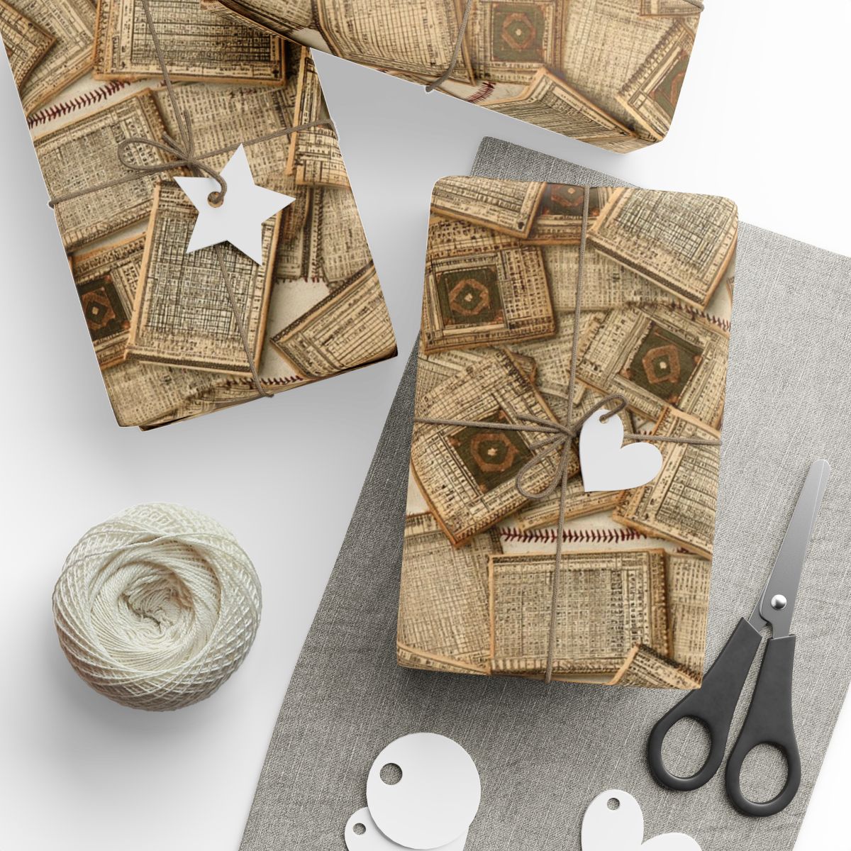 Summer Sports Wrapping Paper — Vintage Baseball Pattern (Design 11)