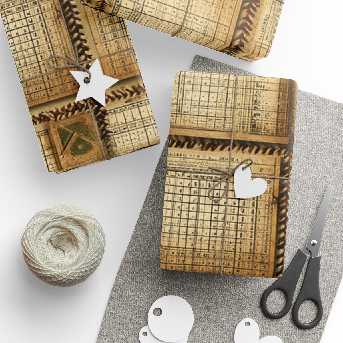 Summer Sports Wrapping Paper — Vintage Baseball Pattern (Design 12)