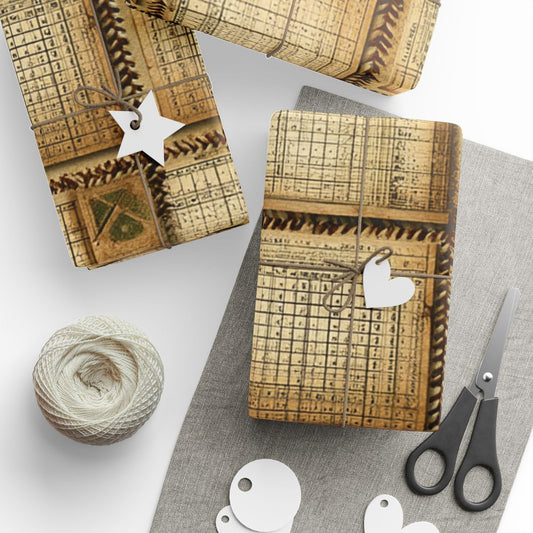 Summer Sports Wrapping Paper — Vintage Baseball Pattern (Design 12)
