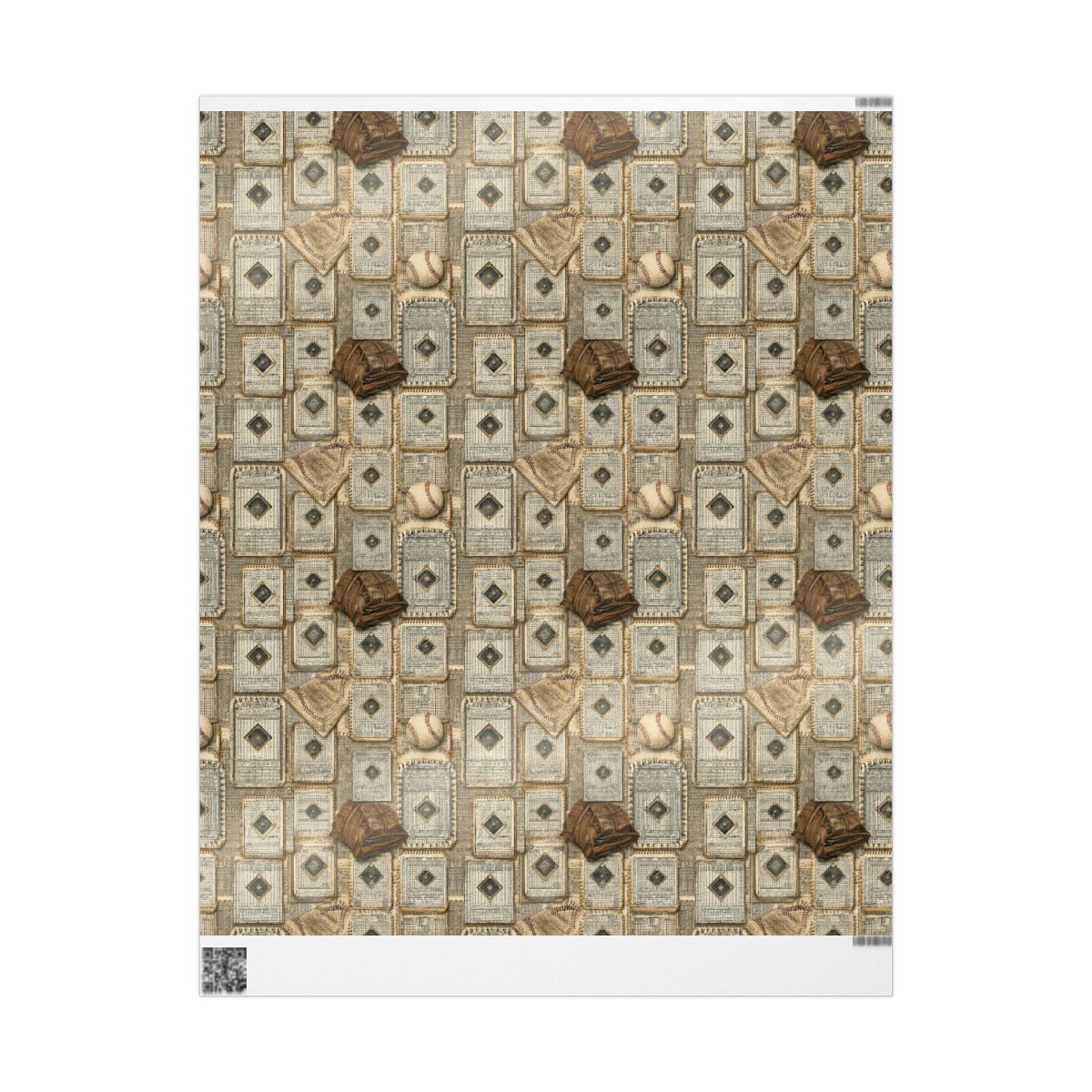 Summer Sports Wrapping Paper — Vintage Baseball Pattern (Design 9)