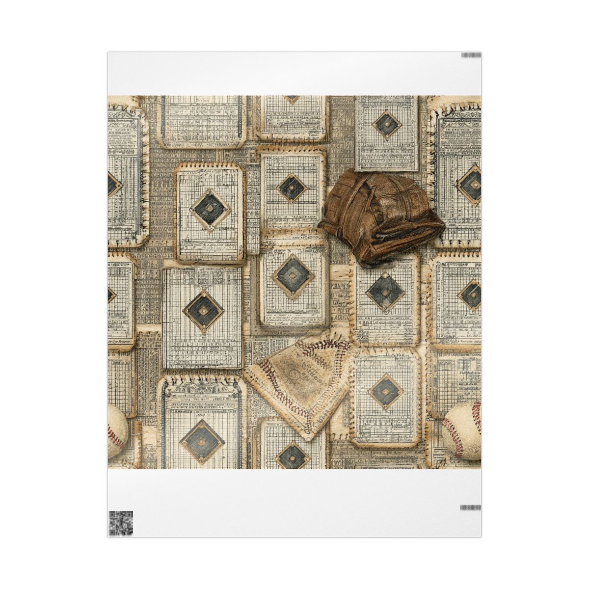 Summer Sports Wrapping Paper — Vintage Baseball Pattern (Design 9)