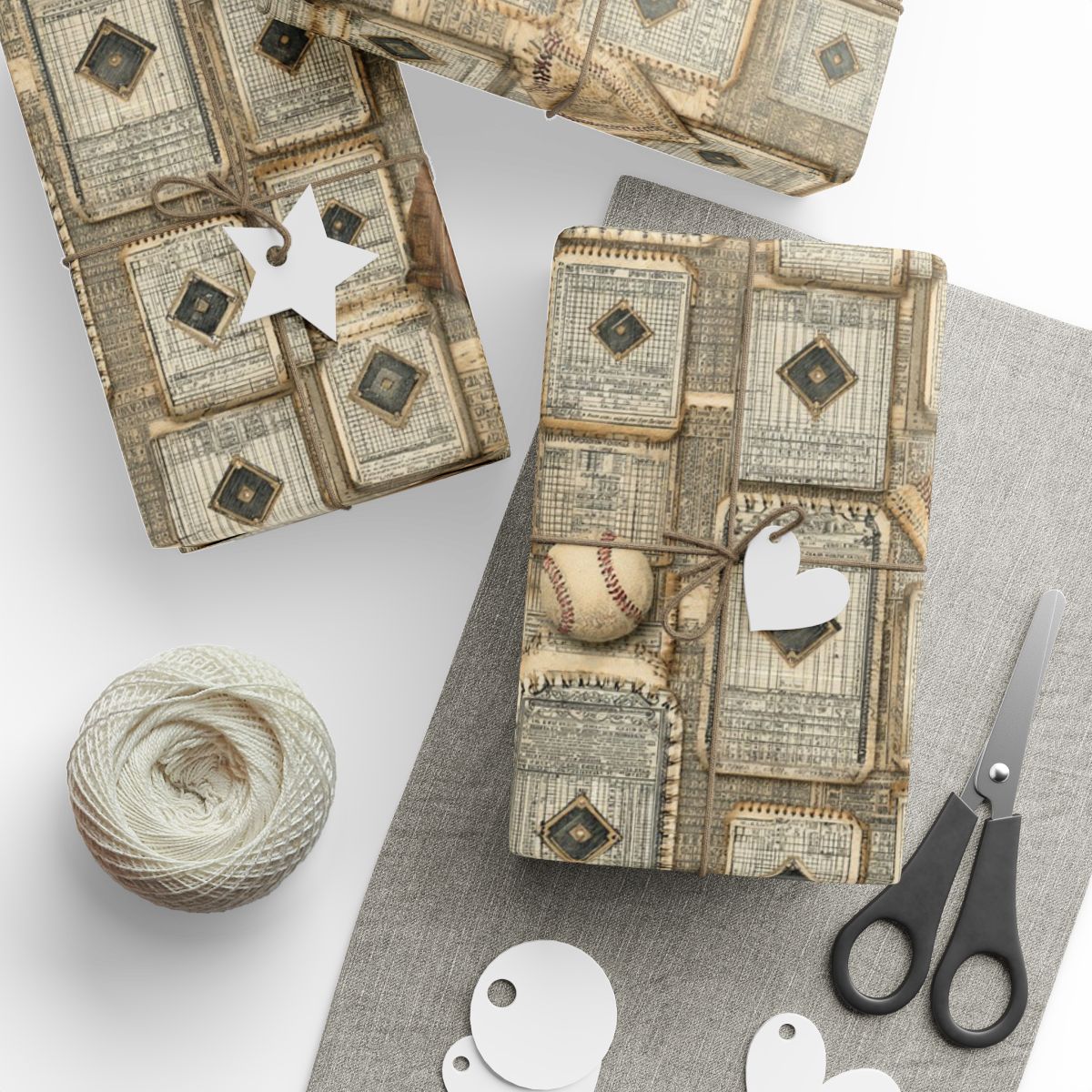 Summer Sports Wrapping Paper — Vintage Baseball Pattern (Design 9)