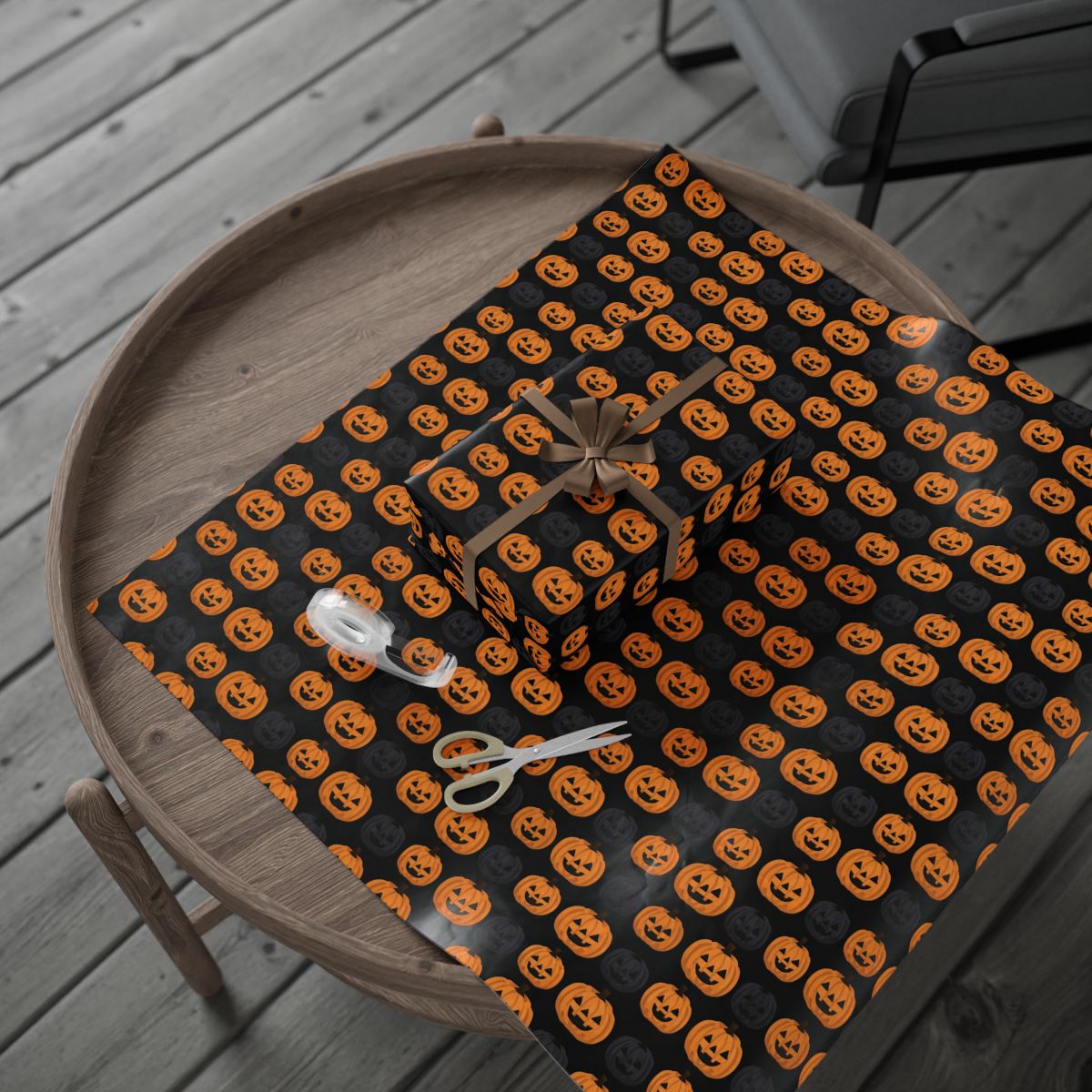 Two-Tone Jack-O-Lantern Wrapping Paper