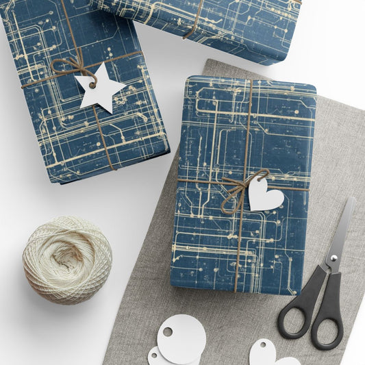 Utility & Infrastructure Map Wrapping Paper — Grid No. 004
