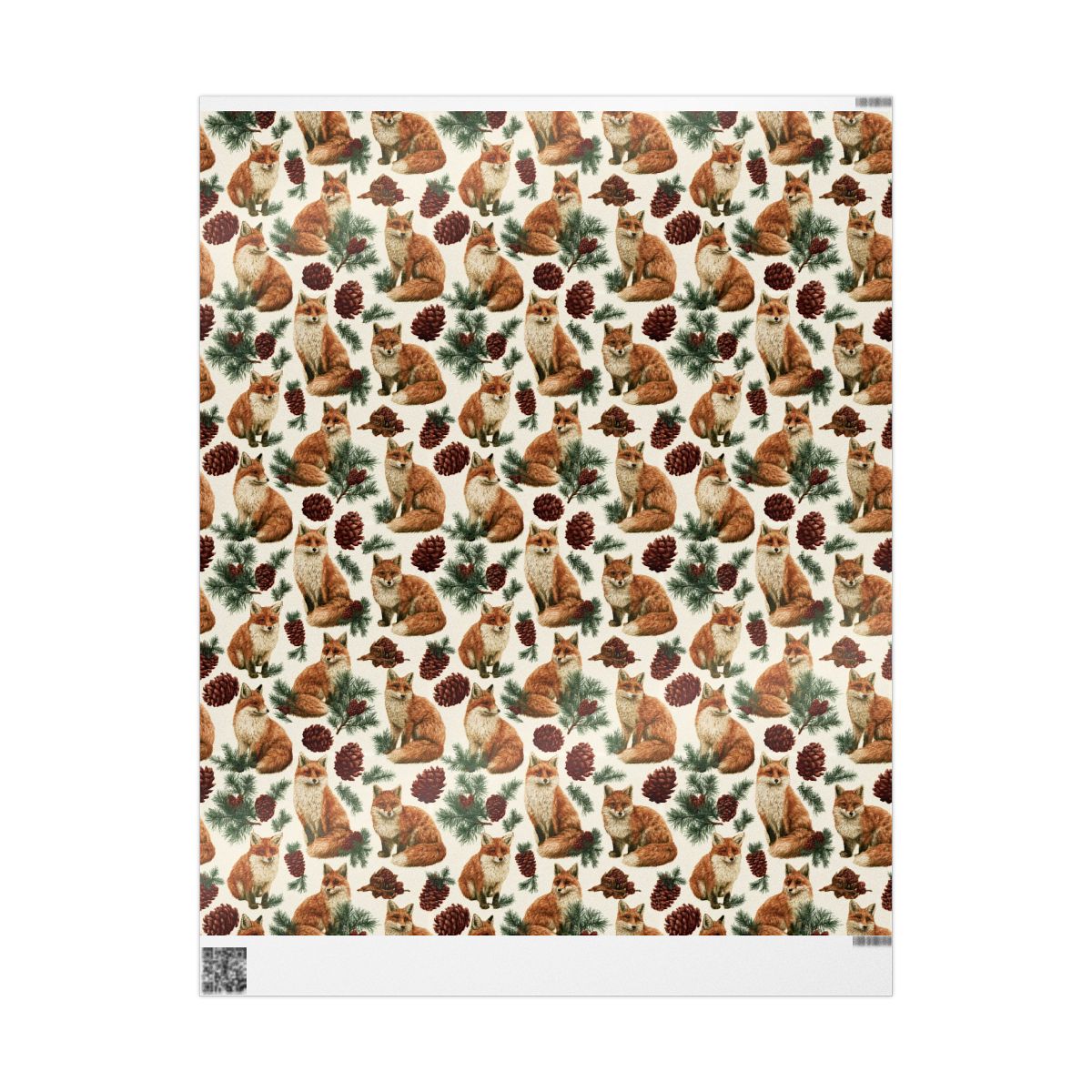 Winter Foxes & Pinecones Wrapping Paper