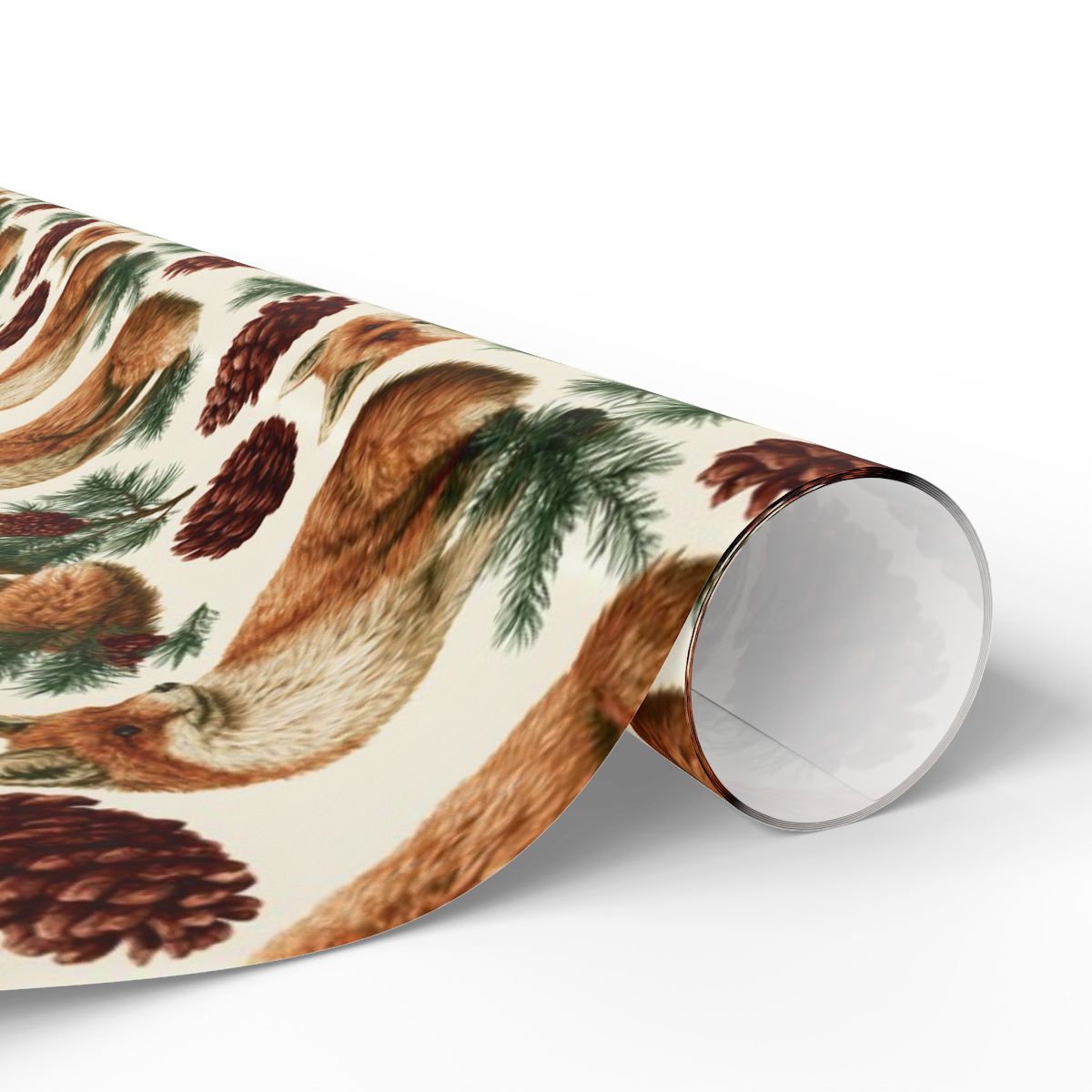 Winter Foxes & Pinecones Wrapping Paper